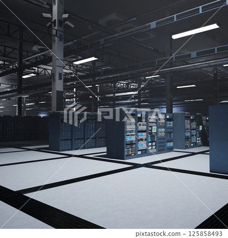 Server cabinets preserving critical datasets required for artificial intelligence systems, simulations and modeling. Blade servers offering scalable infrastructure for training and testing 125858493