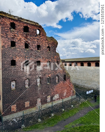 ruins of ancient fortress Nut (Oreshek). Russia, Saint Petersburg 125858561