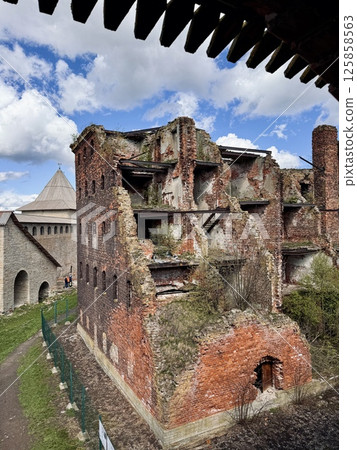 ruins of prison in ancient fortress Nut (Oreshek). Russia, Saint Petersburg ruins of prison in ancient fortress Nut (Oreshek). Russia, Saint Petersburg 125858563