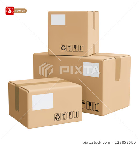 Cardboard Delivery Boxes Stack 125858599