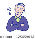 Illustration of the upper body of a senior man feeling doubtful 125859048