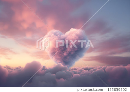 A giant heart shaped cloud made of fluffy pastel. Cloud heart shape sign. Big pink heartshaped fluffy cloud. A giant heart shaped cloud made of fluffy pastel. Cloud heart shape sign. Big pink heartshaped fluffy cloud. 125859302