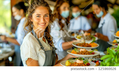 Realistic Culinary Delight on table 125860026