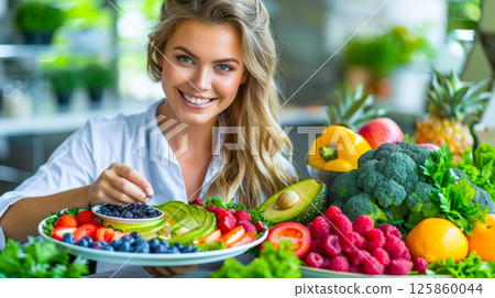 Realistic Culinary Delight on table 125860044