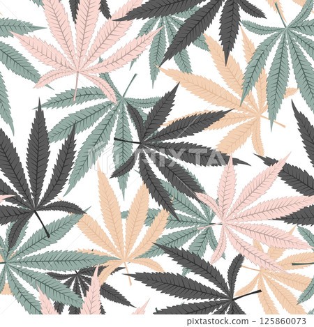Colorful hemp leaves seamless pattern. Vector illustration. Colorful hemp leaves seamless pattern. Vector illustration. 125860073