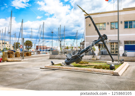Astonishing spring cityscape with marina and Yachts and boats in town Cagliari 125860105