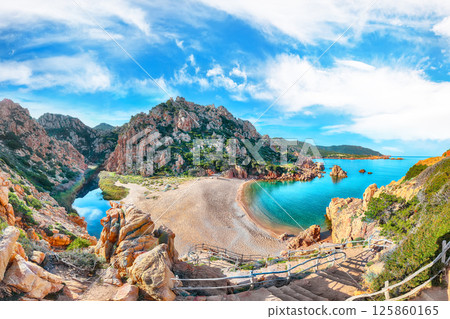 Unbelivable view of Li Cossi beach on Costa Paradiso resort. 125860165