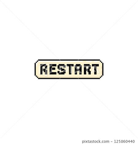 Game restart button, 8 bit vector Retro pixel illustration. Game restart button, 8 bit vector Retro pixel illustration. 125860440