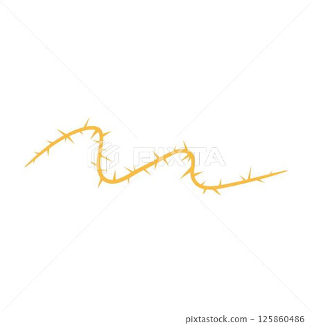 Barbwire, thorny wavy orange line, vector barb curly rusty stripe, torn squiggle stem, plant with spikes, gothic element Barbwire, thorny wavy orange line, vector barb curly rusty stripe, torn squiggle stem, plant with spikes, gothic element 125860486