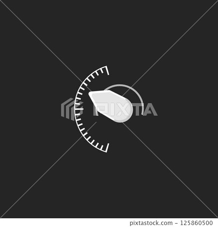 Car speedometer, monochrome gray scale semicircle digital gauge, vector indicator panel, progress bar display big arrow 125860500