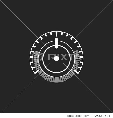 Car speedometer dashboard, monochrome gray scale, circle digital gauge, vector accelerate indicator panel, progress bar 125860503