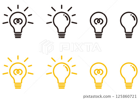 Inspiration icon set, light bulb icon set Inspiration icon set, light bulb icon set 125860721