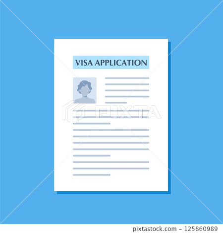 Visa application document. Visa application form. World travel, tourism, holidays concept. Vector illustration. 125860989
