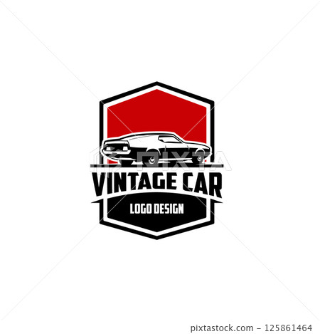 Mustang Mach One Car Logo. Premium isolated vector logo design. Ready to use logo concept 125861464