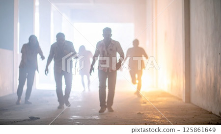 Zombie image material Flyer, web, video Background material 16:9 size 125861649