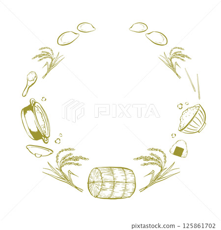 稻米框架刷線描插圖 125861702