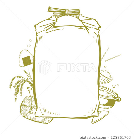 Rice frame brush line drawing illustration Rice frame brush line drawing illustration 125861703