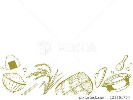 米飯背景框刷線描插圖 125861704