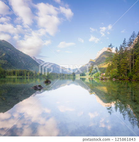 View of Hintersee lake in Berchtesgaden National Park Bavarian Alps, Germany View of Hintersee lake in Berchtesgaden National Park Bavarian Alps, Germany 125861843