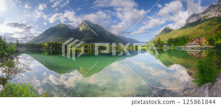 View of Hintersee lake in Berchtesgaden National Park Bavarian Alps, Germany View of Hintersee lake in Berchtesgaden National Park Bavarian Alps, Germany 125861844