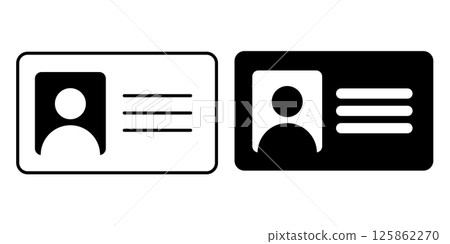 Minimalist driver licence and ID card icons for identity verification graphic resources government document templates and online identification visuals 125862270