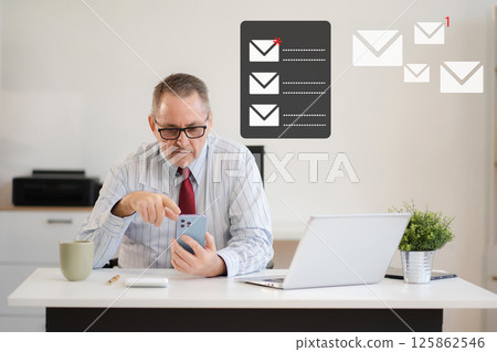 Email notification concept, Male use smartphone and laptop receive message alert in the mailbox. Email notification concept, Male use smartphone and laptop receive message alert in the mailbox. 125862546