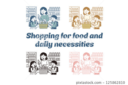 A family shopping for groceries and daily necessities 125862810