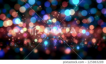 Sparkling and shining fantastic colorful light ball bokeh background material 125863289