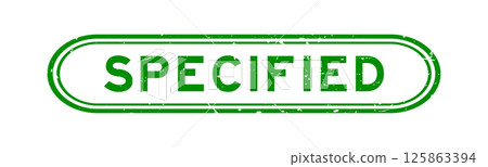 Grunge green specified word rubber seal stamp on white background 125863394