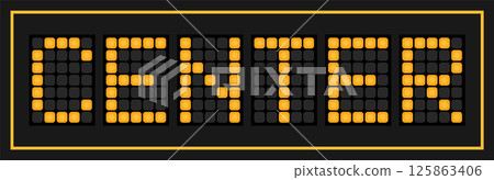 Orange color led banner in word center on black background 125863406