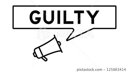 Megaphone icon with speech bubble in word guilty on white background Megaphone icon with speech bubble in word guilty on white background 125863414