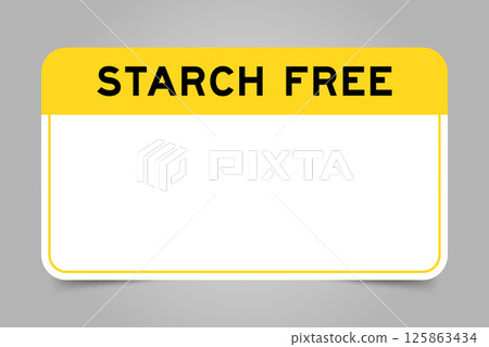 Label banner that have yellow headline with word starch free and white copy space, on gray background 125863434