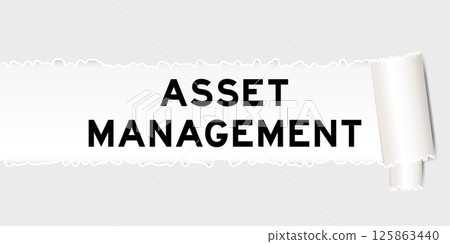 Ripped gray paper background that have word asset management under torn part 125863440
