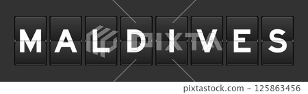 Black color analog flip board with word maldives on gray background Black color analog flip board with word maldives on gray background 125863456