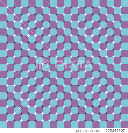 Abstract geometric pattern with optical illusion effect. Shapes and colors create a hypnotic, moving visual impression. Retro pixel-style design with a surreal and trippy atmosphere. 125863607