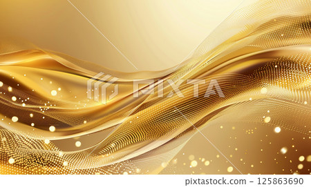 具有金色光粒子和曲線的抽象典雅背景 125863690