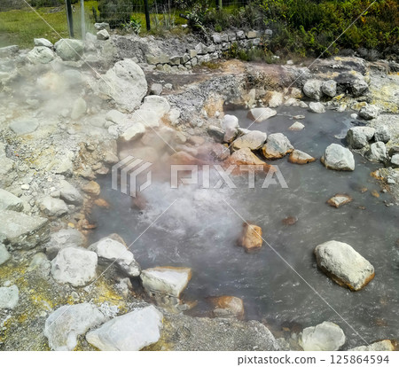 Furnas Fumarolas on Sao Miguel Island in the Azores archipelago 125864594