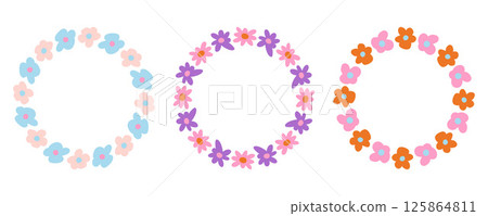 Pastel floral wreaths in soft blue and pink tones, ideal for feminine design, wedding invitations, greeting cards, and delicate spring decorations Pastel floral wreaths in soft blue and pink tones, ideal for feminine design, wedding invitations, greeting cards, and delicate spring decorations 125864811