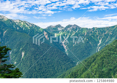 Northern Alps, Ushiro-Tateyama mountain range, Mt. Harinoki and Mt. Subari, Harinoki Circuit climbing 125864980