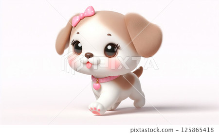 3D funny baby puppy cartoon illustration 125865418