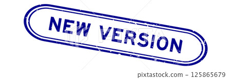 Grunge blue new version word rubber seal stamp on white background 125865679
