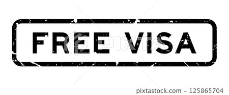 Grunge black free visa word square rubber seal stamp on white background 125865704