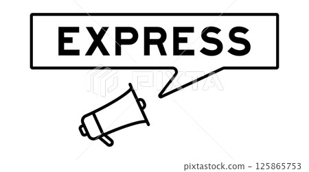 Megaphone icon with speech bubble in word express on white background Megaphone icon with speech bubble in word express on white background 125865753