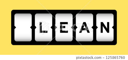 Black color in word lean on slot banner with yellow color background 125865760