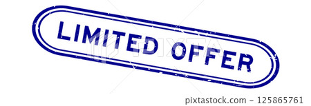 Grunge blue limited offer word rubber seal stamp on white background 125865761