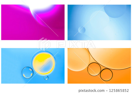 A vibrant play of oil and color gradients suspended in minimalist motion A vibrant play of oil and color gradients suspended in minimalist motion 125865852