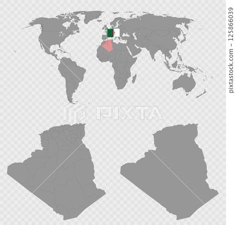 Algeria Map Set with World Location. 125866039