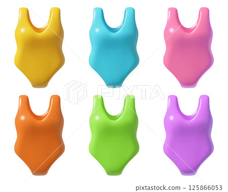 3d woman swimsuit icons collection for summer water sport fitness and beach wear isolated on white 125866053