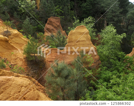 Ocher canyon valley massif in Provence france Rousillon area 125866302
