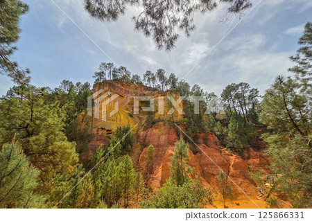 Colorado Ocher canyon valley massif in Provence france 125866331